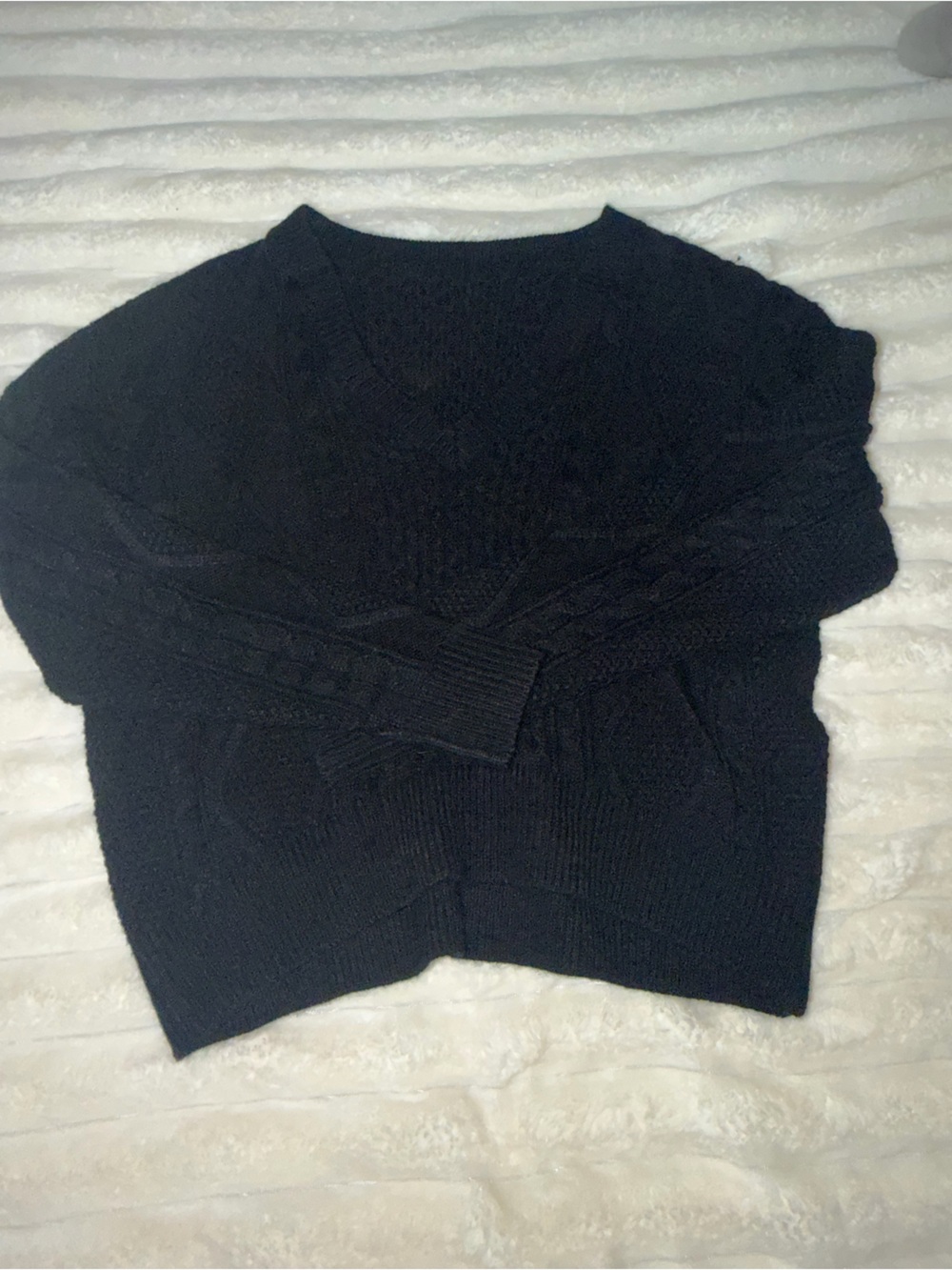 Black Knit Women's V-Neck Sweater — Classic Minimal Style